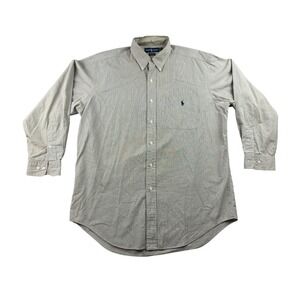 Vintage 90s Ralph Lauren Yarmouth Button-Down Shirt Men 16 32/33 Green Office